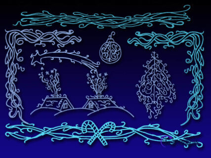 西欧圣诞节花纹图案Photoshop装饰笔刷-玩吧资源站