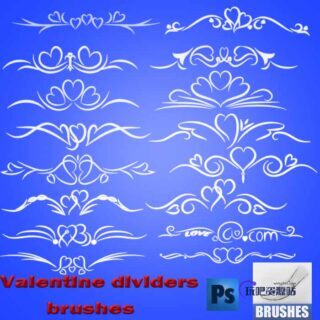 漂亮的爱心花纹图案Photoshop爱情纹饰笔刷-玩吧资源站