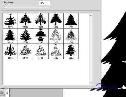 可爱的卡通圣诞树Photoshop笔刷下载-玩吧资源站