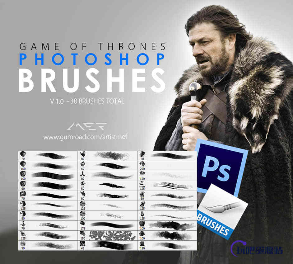 游戏数字艺术CG插画创作Photoshop笔刷套装