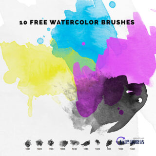 10个免费的水彩涂抹效果Photoshop笔刷下载-玩吧资源站