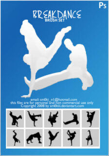 霹雳舞姿剪影Photoshop笔刷下载-玩吧资源站