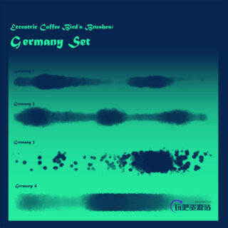 来自德国的水彩效果Photoshop笔刷下载-玩吧资源站