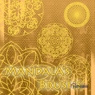 神秘曼荼罗花纹、曼佗罗线条印花photoshop笔刷素材下载-玩吧资源站