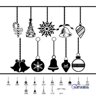 14个圣诞节可爱饰品图像Photoshop笔刷下载-玩吧资源站