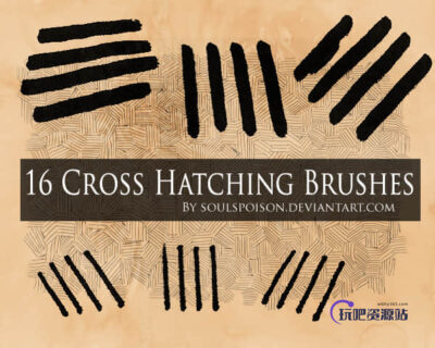 16种交叉式竹编纹理Photoshop背景笔刷-玩吧资源站