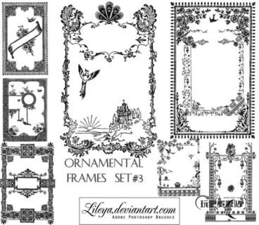 精美的欧式花纹边框图案Photoshop笔刷下载-玩吧资源站