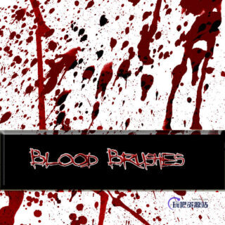 恐怖的血液喷溅、滴溅效果PS笔刷素材-玩吧资源站