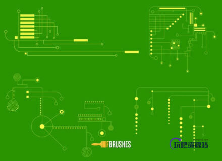 科技电子线路主板图PS笔刷下载-玩吧资源站