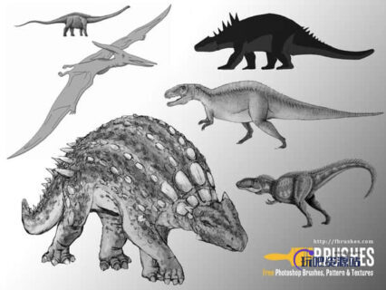 恐龙造型Photoshop笔刷-玩吧资源站