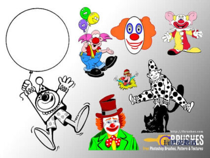 搞笑小丑造型Photoshop笔刷下载-玩吧资源站
