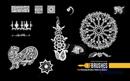 中东伊斯兰民族花纹图案纹饰PS笔刷下载-玩吧资源站