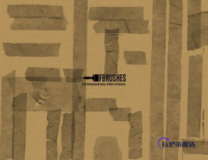 旧的包装胶带、胶布Photoshop笔刷下载-玩吧资源站