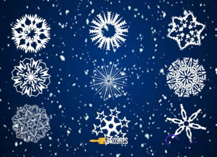 9种剪纸式雪花花纹图案Photoshop笔刷素材-玩吧资源站