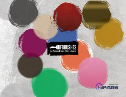 混合圆形油漆刷子PS笔刷下载-玩吧资源站