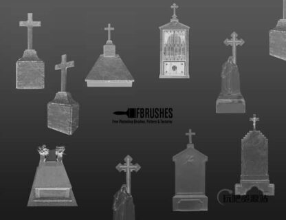 墓地、墓碑、墓穴素材PS笔刷下载-玩吧资源站