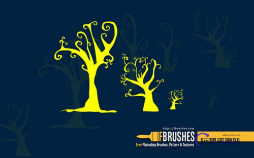 怪异的万圣节树木图案PS笔刷下载-玩吧资源站