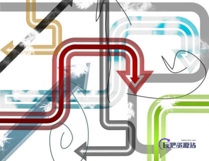 弯曲的箭头、曲线箭头PS笔刷下载-玩吧资源站