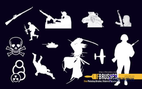 战争、军事元素矢量图形PS笔刷下载-玩吧资源站