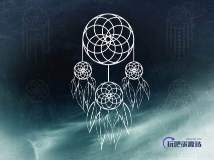 5种手绘梦想的风铃可爱饰品PS笔刷下载-玩吧资源站