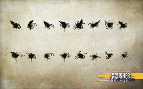 非主流时尚元素翅膀Photoshop笔刷下载-玩吧资源站