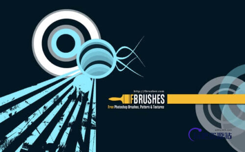 同心圆、射线等元素Photoshop背景装饰笔刷-玩吧资源站