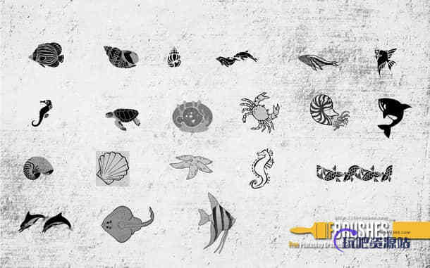 可爱的海洋生物PS笔刷下载