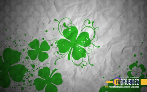 时尚四叶草花纹图案Photoshop植物花纹笔刷-玩吧资源站