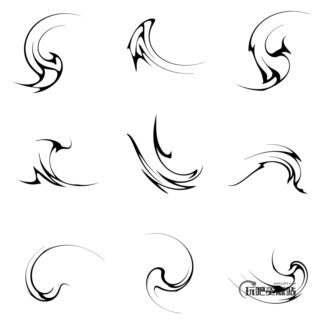 一组螺旋扭曲线条图案PS笔刷下载-玩吧资源站