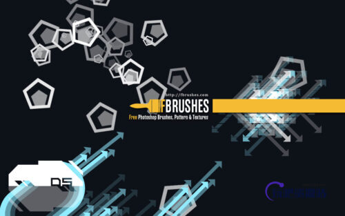 漂亮时尚的背景菱形气泡、箭头标识装饰PS笔刷下载-玩吧资源站