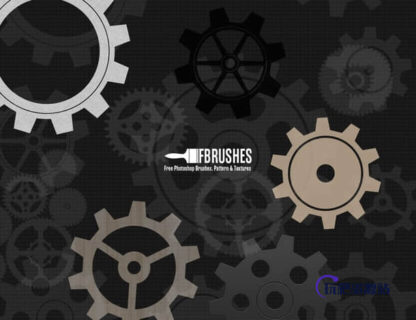 各种齿轮造型Photoshop笔刷下载-玩吧资源站