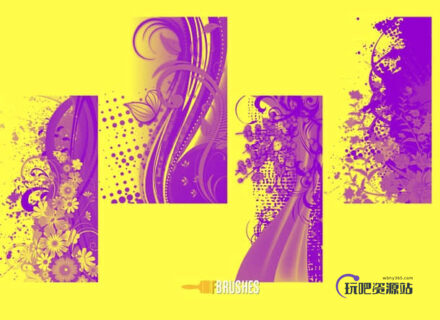 非主流时尚鲜花元素背景PS笔刷下载-玩吧资源站