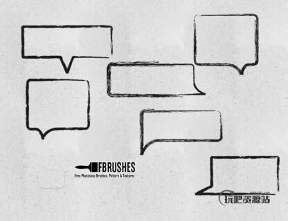 手绘刷子文本框、气泡可、消息框Photoshop笔刷下载-玩吧资源站