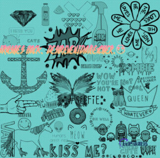 可爱有趣的童趣涂鸦贴纸Photoshop美图笔刷下载-玩吧资源站