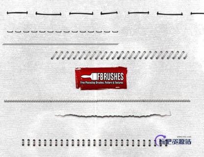 笔记本、记事簿装订线、装订环PS笔刷下载-玩吧资源站