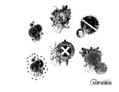 复古非主流式背景元素装扮PS笔刷下载-玩吧资源站