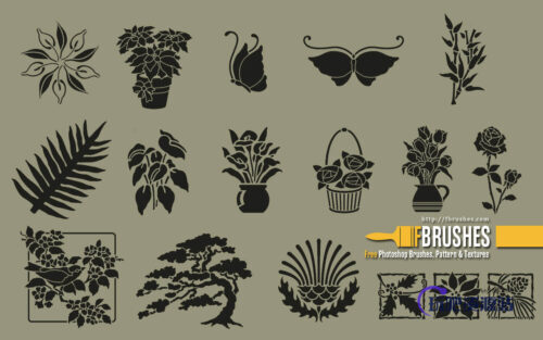 细致的精美植物花纹、壁画图案Photoshop笔刷下载-玩吧资源站