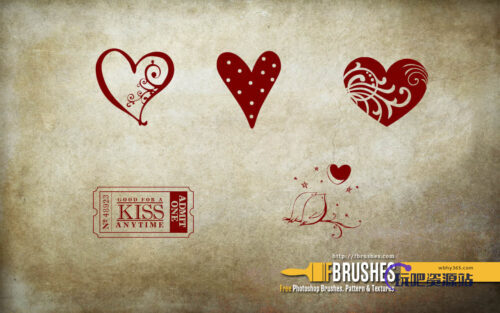 浪漫爱心、爱情图案Photoshop情人节饰品笔刷-玩吧资源站