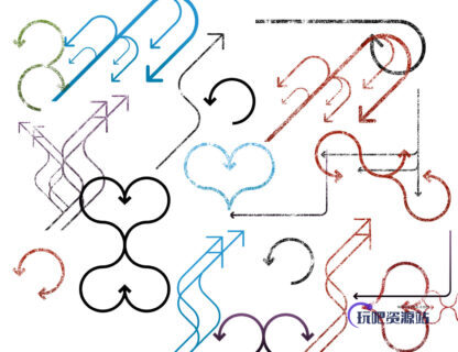 可爱漂亮的复古式箭头标记PS笔刷下载-玩吧资源站