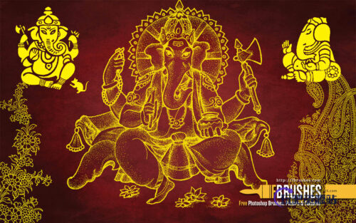 印度神象、象神图腾Photoshop笔刷下载-玩吧资源站