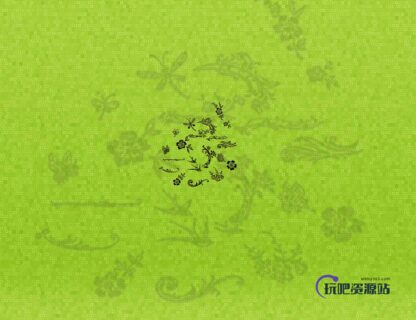 漂亮的手绘花园中花纹图案与动物图形PS笔刷-玩吧资源站
