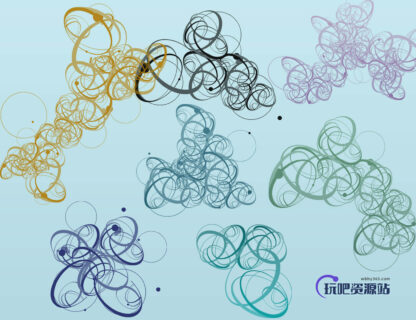 漩涡混乱线条图案Photoshop笔刷下载-玩吧资源站