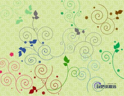 小清新文艺范漩涡枝条花纹艺术PS笔刷下载-玩吧资源站