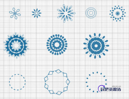 艺术花朵、花纹图案PS笔刷下载-玩吧资源站