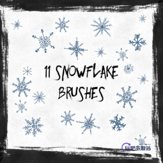 可爱童趣涂鸦雪花、手绘花纹图像PS笔刷下载-玩吧资源站