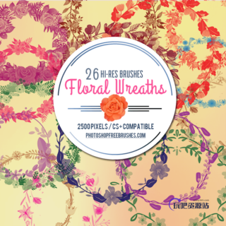 26种漂亮的花环、花圈PS笔刷下载-玩吧资源站