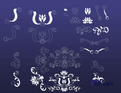 装饰性花纹图案、欧式花纹PS笔刷下载-玩吧资源站