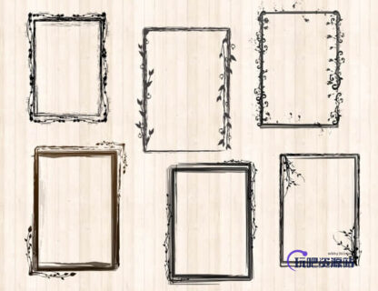 花卉、植物花纹边框、相框、画框、框架PS笔刷下载-玩吧资源站