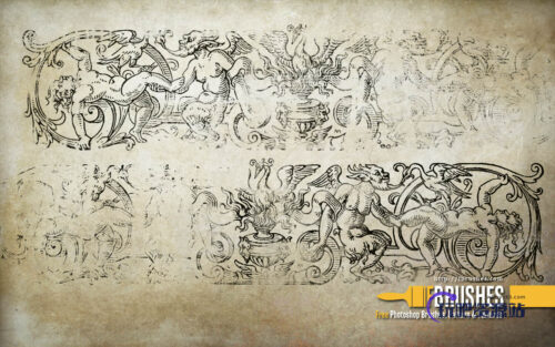 古西欧神话壁画图案PS笔刷下载-玩吧资源站