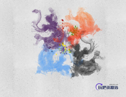 水墨飞溅、墨彩痕迹Photoshop笔刷下载-玩吧资源站